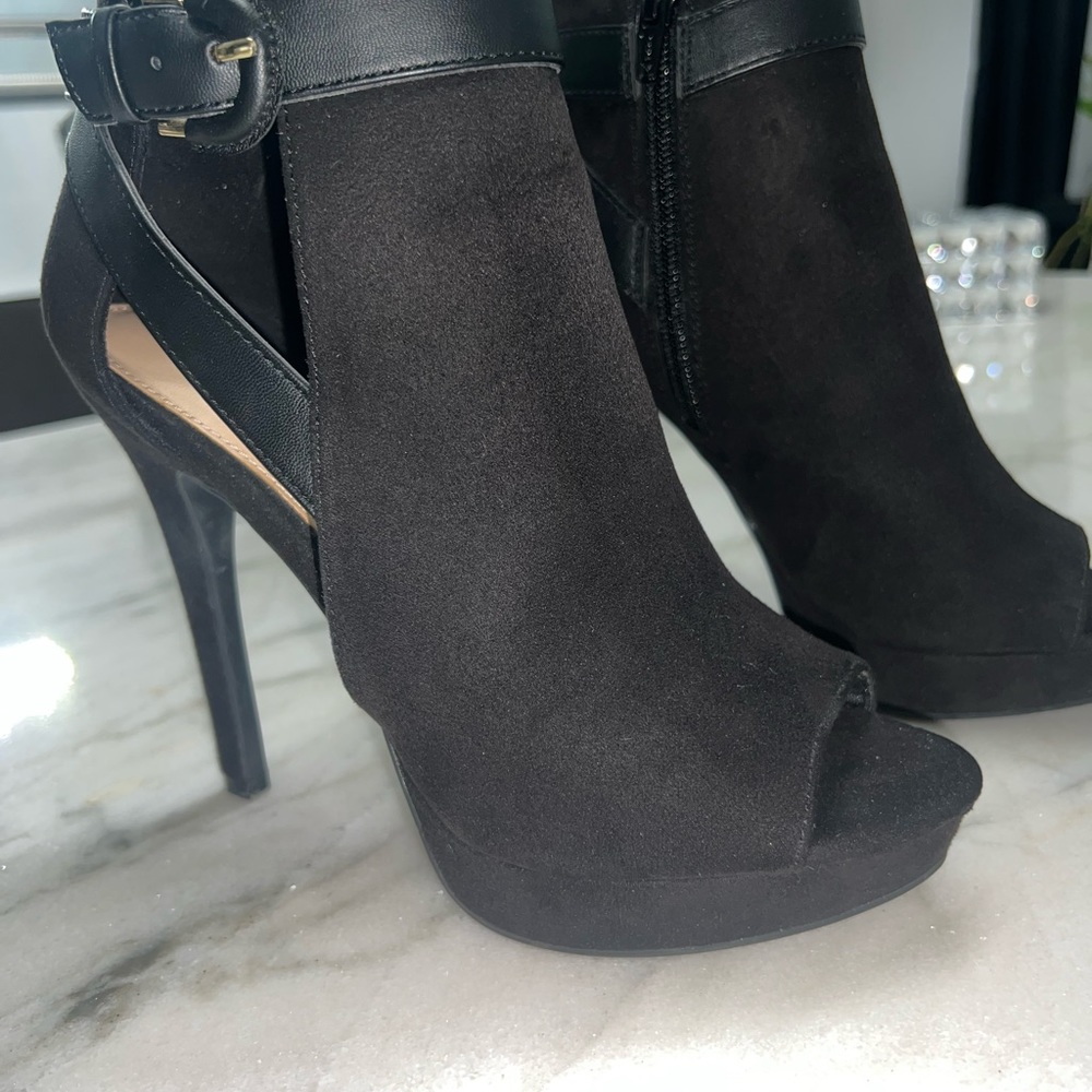 Black Peep-toe Bootie heels